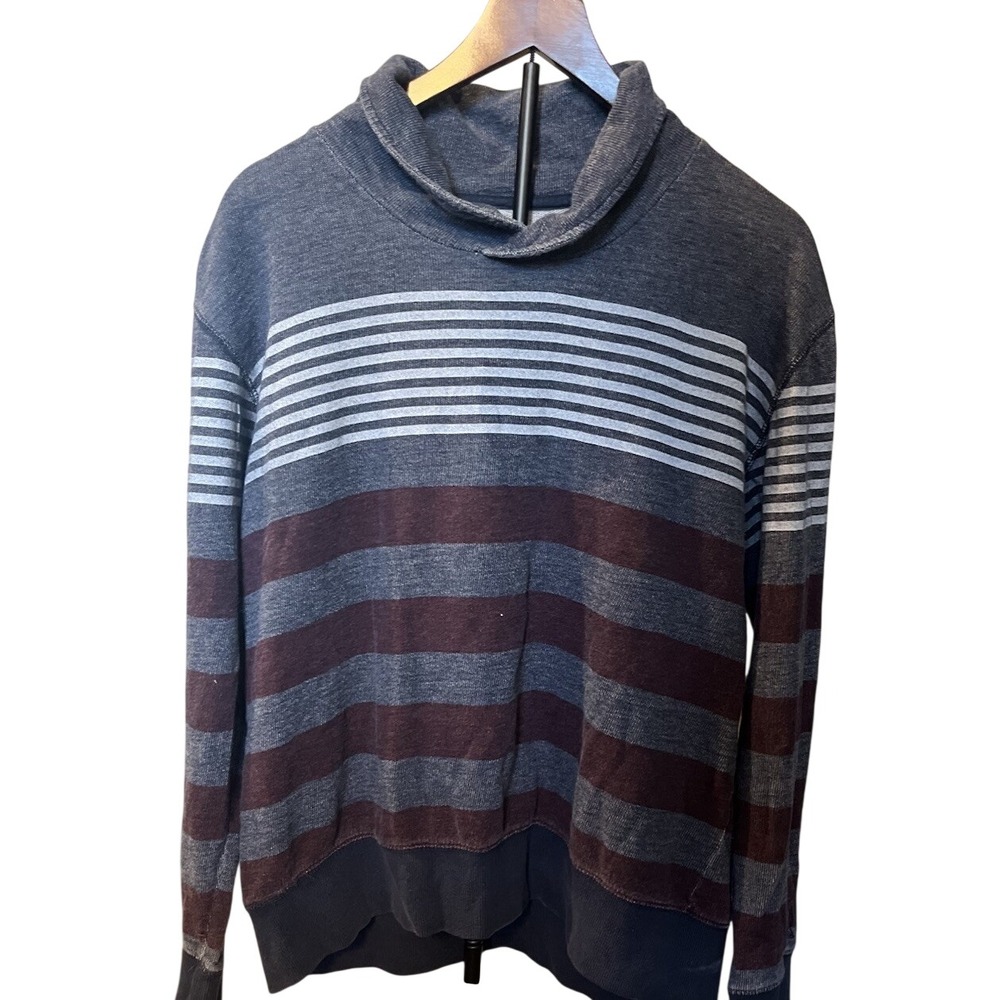Marc Ecko Men's XL Striped Cotton Knit Cowl Neck Pullover Sweater